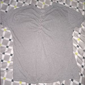 Split front , laced up Grey garage T-shirt